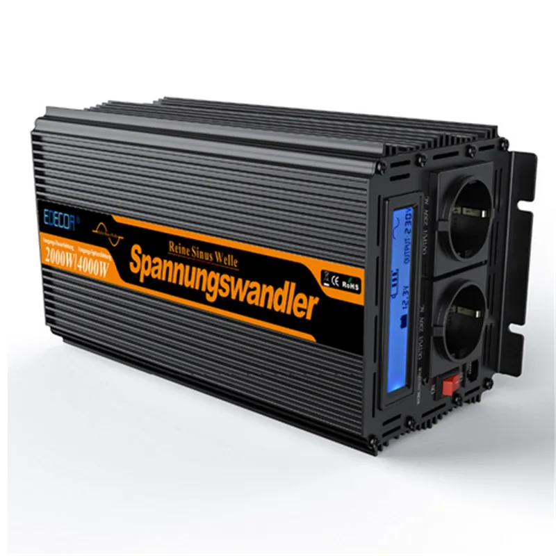 

EDECOA 4000W Peak Power Inverter 2000Watt Pure Sine Wave Solar Inverter Power Bank Converter 12V DC with LCD
