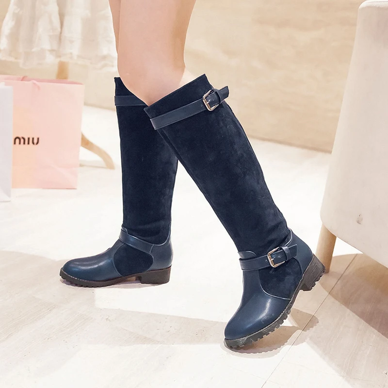 

Autumn Winter Womens Knee High Calf Biker Sexy Boots Ladies Zip Punk Military Combat Army Boots Party Women's Shoes 2019