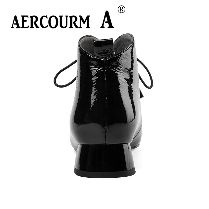 Aercourm A/женские кожаные ботинки из лакированной кожи абрикосового и черного