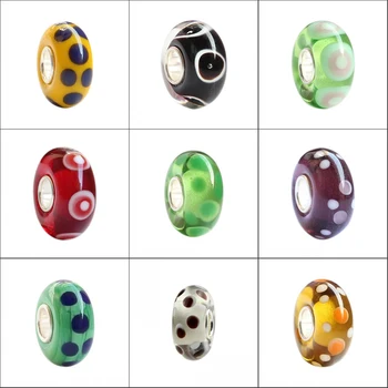 

Emith Fla 100% 925 Sterling Silver DIY Lampwork Charm Bead Fit European Bracelet Bangle Jewelry Accessories 8 Colors