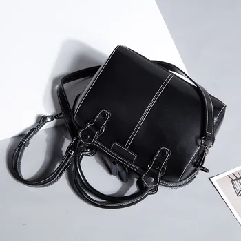 

Genuine Leather Ladies Handbags New Large Women Pillow Bag Shoulder Messenger Bags Top-Handle Bag