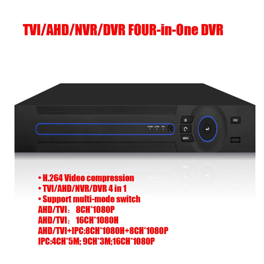  16CH 4-en-1 IP y AHD y TVI y 960 H de la cámara analógica HVR 1080 P híbrido DVR NVR P2P de entrada