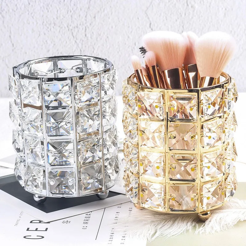 

1PC Multi-Purpose Crystal Storage Holder Cosmetic Brush Makeup Organizers Pencil Bucket Pen Storage Rack Container