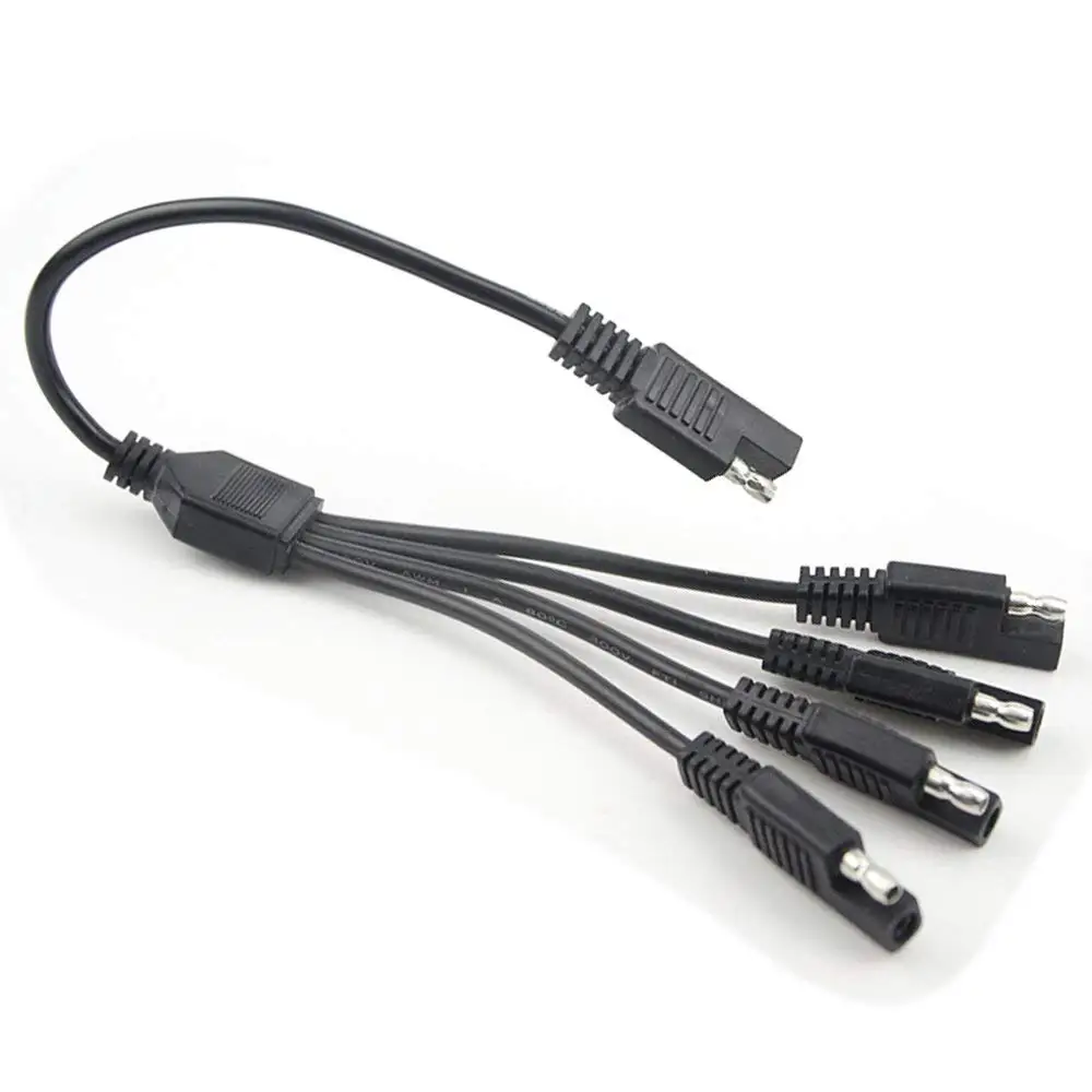 

1 to 4 SAE Power Extension Cable 2 Pin Quick Connect Disconnect Plug Adapter Connector 45cm