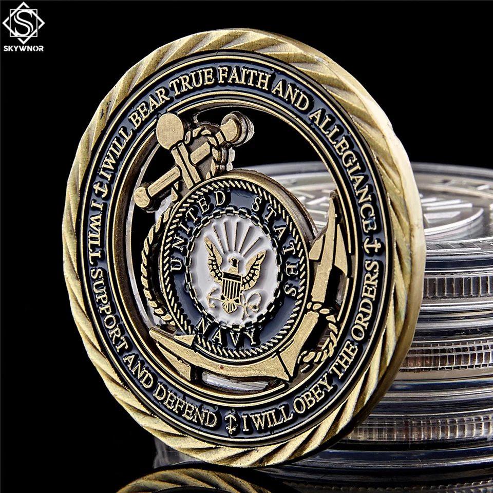 Эмблема ВМС США Основные значения Античная Медная пустотелая монета медаль смелости монеты