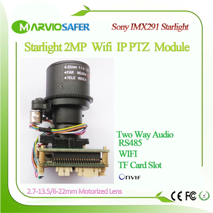 2MP 1080P FULL HD WI FI Starlight IP PTZ Network Camera Module Motorized auto focal 2