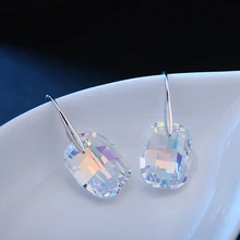

New Trendy Noble temperament Austrian crystal earrings Geometric square colored Drop earrings Oversized For Women Girl