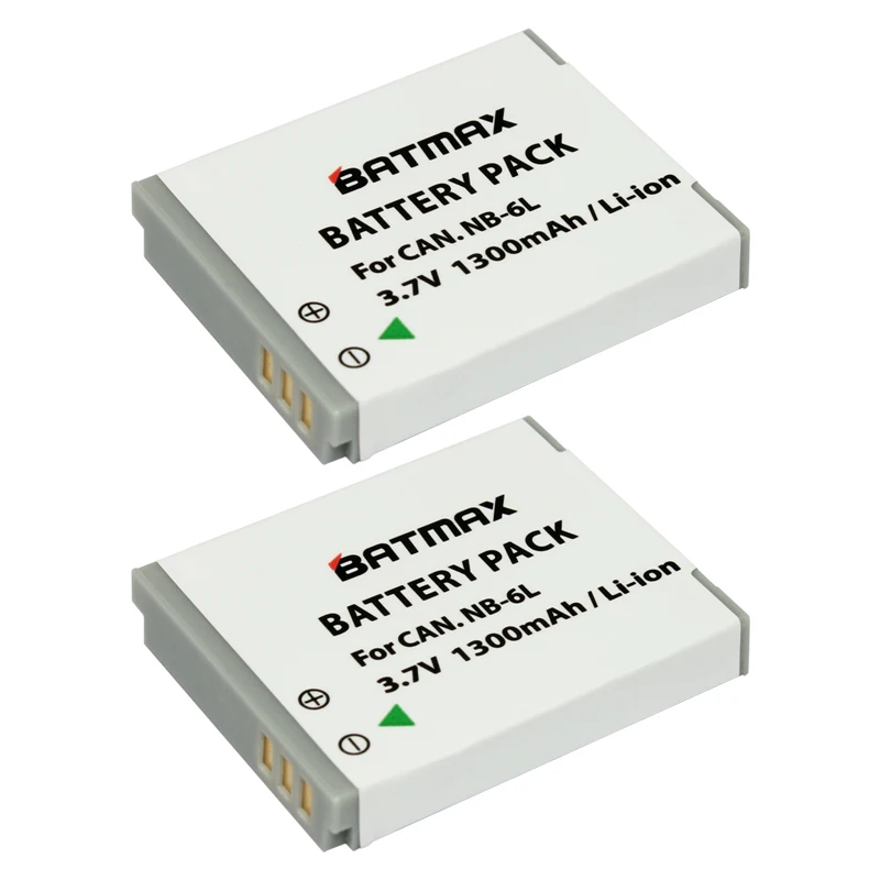 Lot De 2 Batteries NB-6L Compatibles Canon - Pour PowerShot SX170 IS, SX240 HS, SX280 HS, D10, D20, Etc.