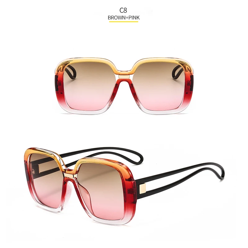 Новинка, большие квадратные солнцезащитные очки для женщин, брендовые, модные, градиентные, цветные, UV400, очки, оправа, для девушек, оттенки