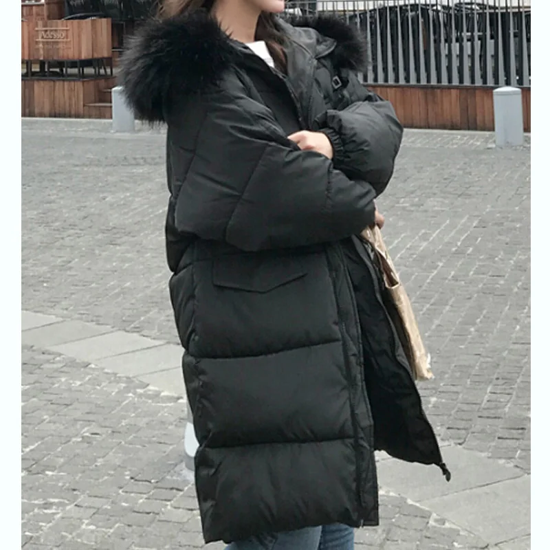 

Thick Winter Coat Long Women Parka 2019 Warm Faux Fur Collar Hooded Coat Female Outerwear Parkas Ladies Jacket Chaqueta Feminino