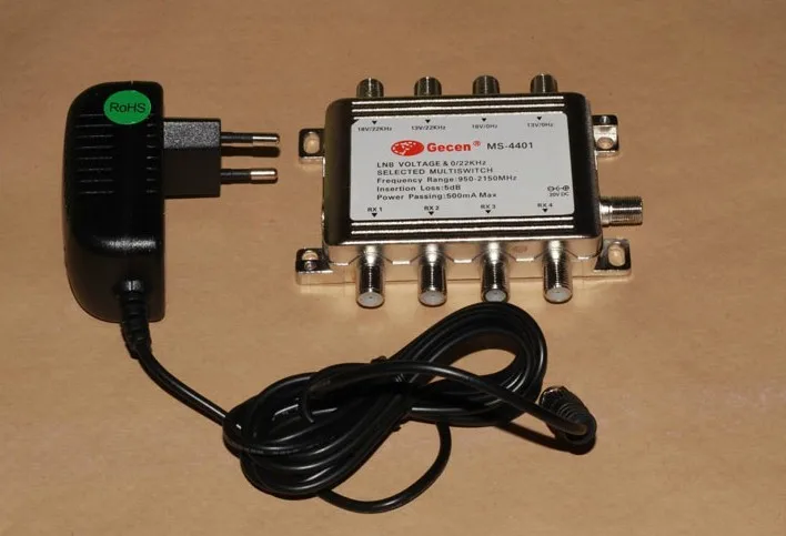 

Freeshipping DiSEqC 4 in 4 out LNB voltage& 0/22KHz selected multiswitch MS-4401 Switch Satellite LNB Switch