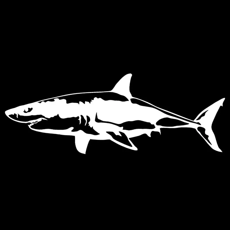 17,1*6,4 см большая белая акула виниловая наклейка на корпус, царапины, наклейки на животных, аксессуары для мотоцикла и автомобиля, C6-0616 - Название цвета: Серебристый