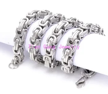 

High Quality 23.6" Heavy 6/8/12/15mm Width 316L Stainless Steel Silver Color Byzantine Chain Necklace For Cool Men&Boy