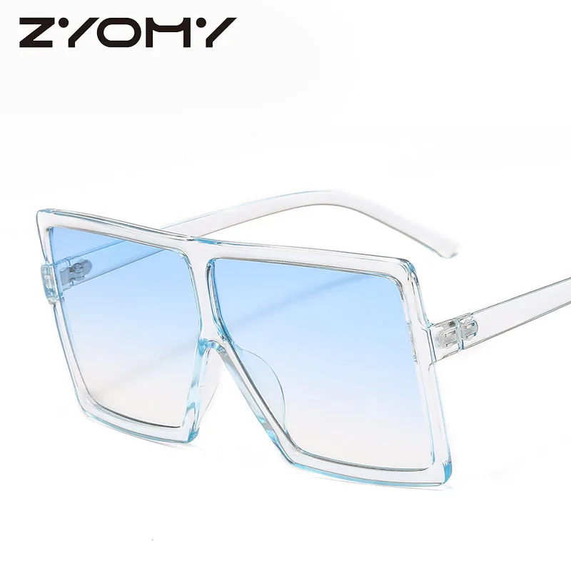 Большая оправа, градиентные негабаритные солнцезащитные очки, квадратные брендовые дизайнерские винтажные женские модные солнцезащитные очки Oculos De Sol UV400 - Цвет линз: C8 Blue Blue