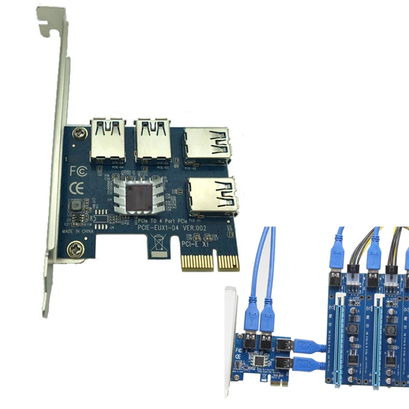 PCI E PCI Express Card Expand Cards Board PCIE 1 to 4 USB 3 0 Adapter