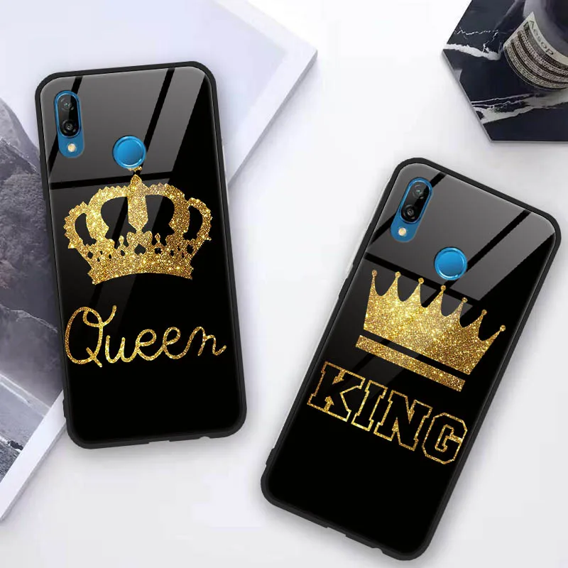 Чехол King queen из закаленного стекла для huawei P20 P9 P10 Plus mate 20 9 10 Pro Lite Funda для Honor 9 10 Lite 8X 7A Pro Модный чехол