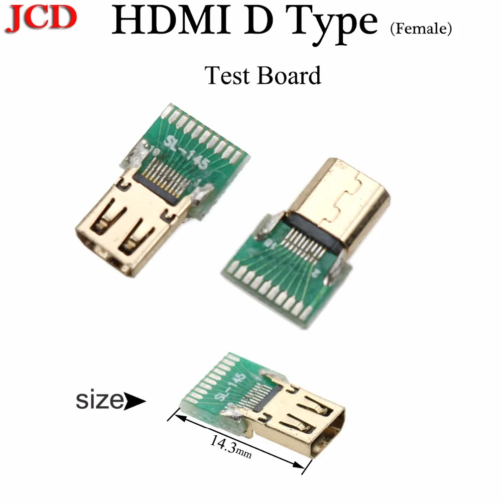 JCD Новый позолоченный разъем 19P MICRO HDMI Тип D штекер/Micro гнездовой с печатной платой