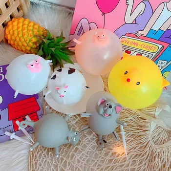 

Blowable animal vent toy hippo elephant pig venting toy pinch music student decompression blow spoof