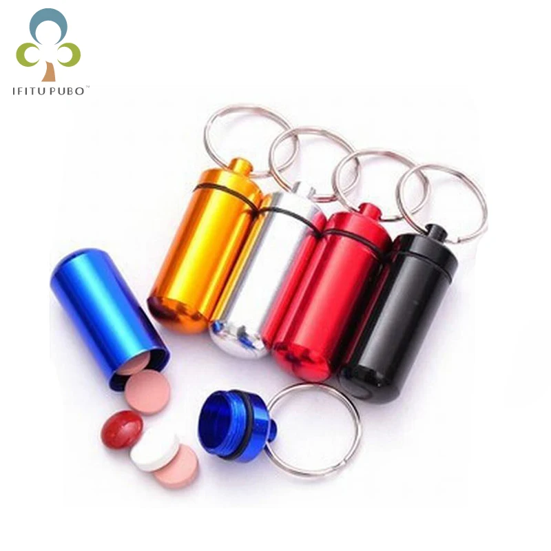

Hot sell 1 pcs Micro 6 colors Pill box case Cache Container Geocache Geocaching Key rings keychain holder