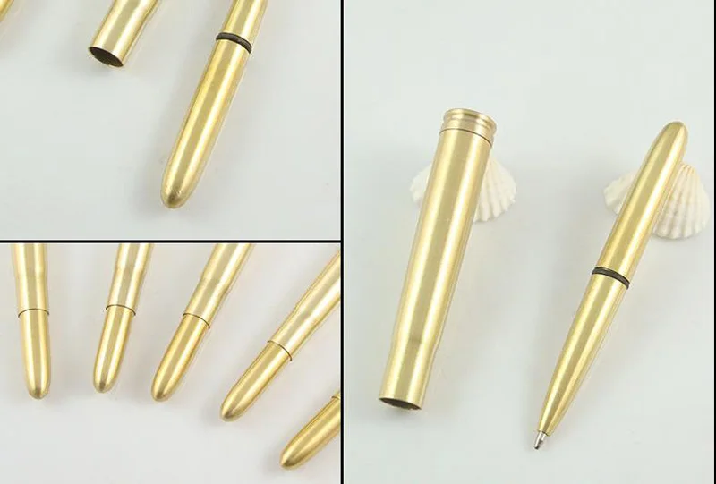 1 шт. ручная работа пулеобразная латунная ручка, прочная портативная карманная Ретро металлическая шариковая ручка для самообороны EDC