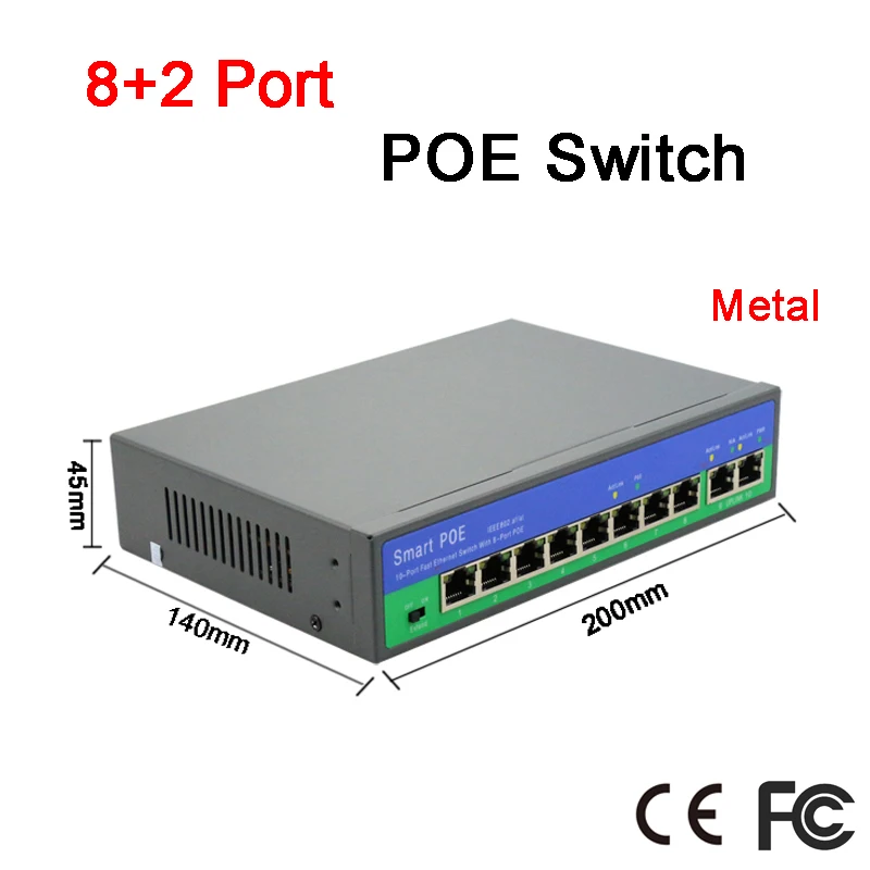 Металлический материал 150 м Трансмиссия расстояние 8 порты и разъёмы 4 POE коммутатор для POE IP камера Бесплатная доставка