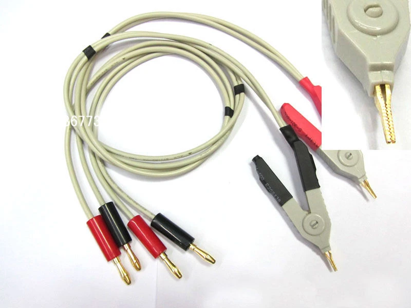 2x LCR Meter Low Resistance Clip Leads Banana Plug For Terminal Kelvin Test BS