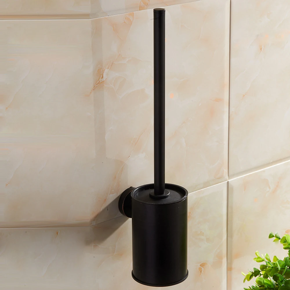 Матовый черный настенный держатель для туалетной щетки для ванной комнаты с длинной ручкой уплотненный 304 Нержавеющая сталь кухонная щетка для унитаза Racker
