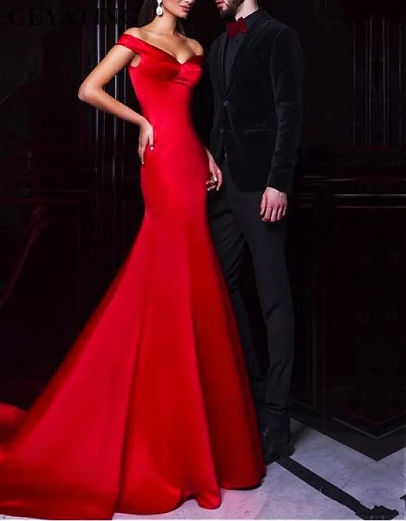 Простое красное вечернее платье русалки Элегантное длинное женское ...