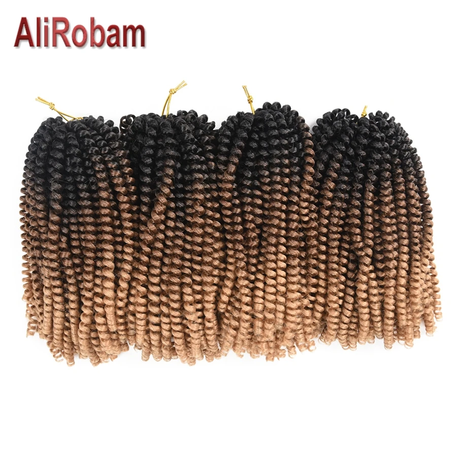 

AliRobam Crochet Braids Ombre Brown Color Spring Twist Braid Synthetic Hair Extensions Fiber Kinky Curly Twists 8 inch