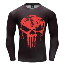 Новинка Marvel Каратель супергерой Супермен/Бэтмен Мужская футболка с длинным рукавом G ym компрессионные колготки фитнес футболка