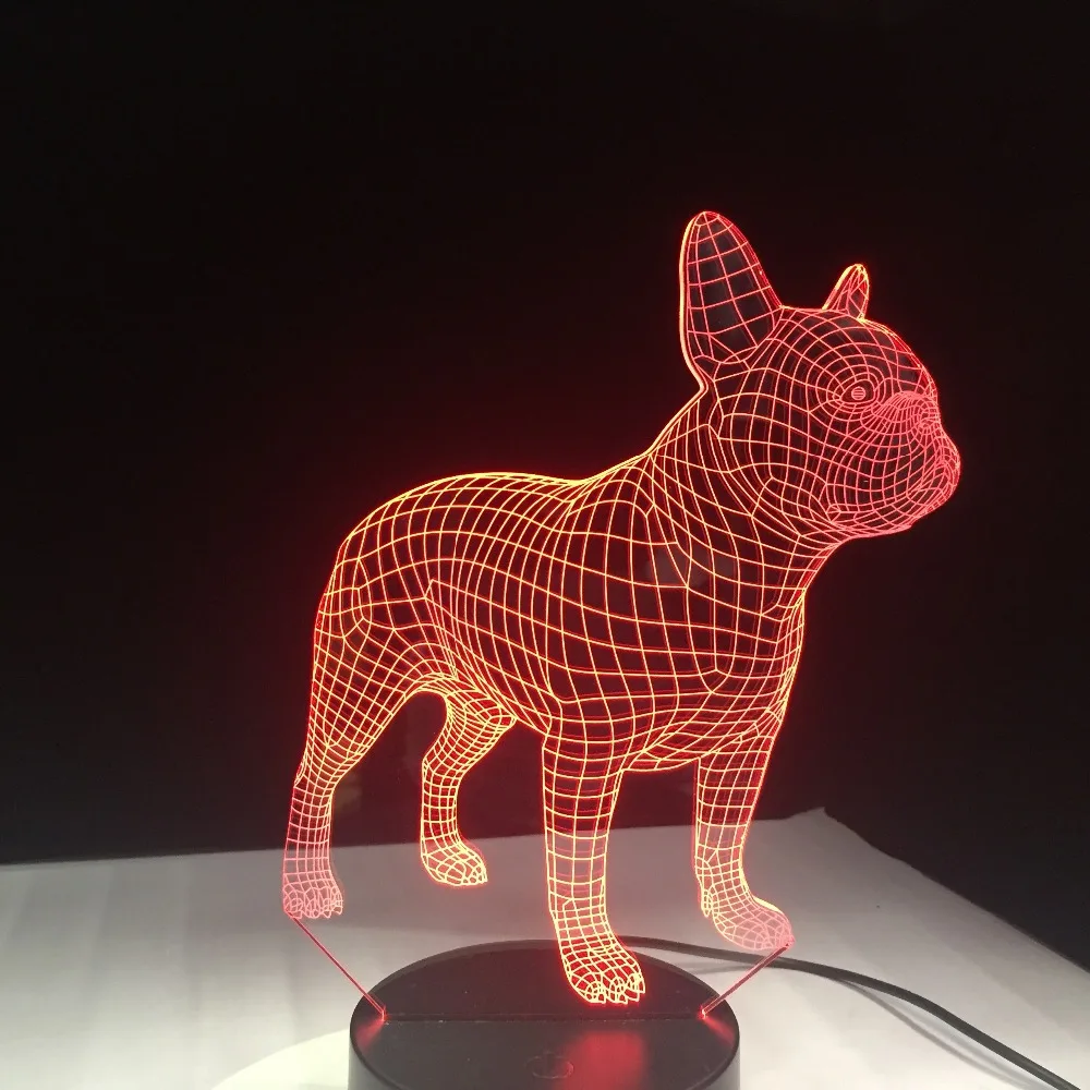  French Bulldog 3D LED Night Lamp 7 Colors USB Hologram Decor Lamp Table Desk Lights Birthday Party  - 32854600259