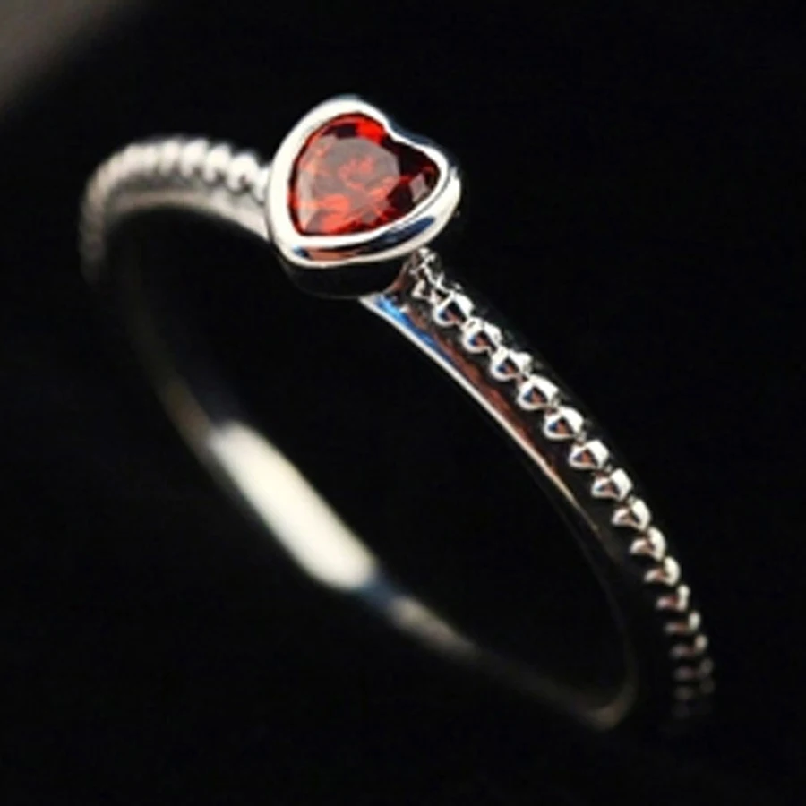 pandora anello in argento con cuore rosso pandora anello in argento con cuore rosso