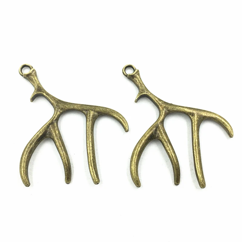 

5Pcs Pendants For Necklaces Antique Bronze Tone Elk Deer Antlers Buckhorn Animal Metal DIY Jewelry Making Charms 46mm