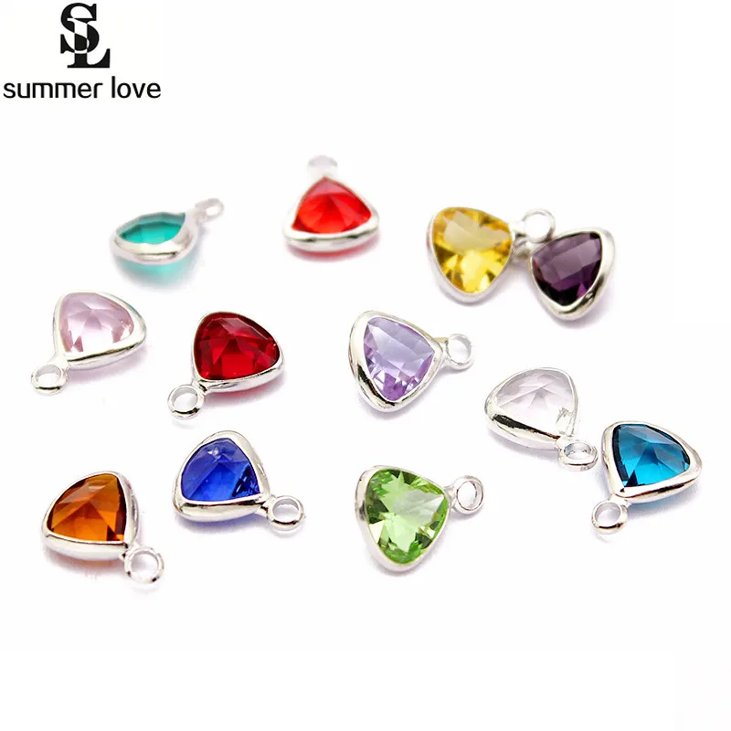 

Fashion silver metal alloy craft charms bulk colorful crystal charms for birthstone bangle bracelet jewelry making