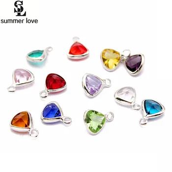 

Fashion silver plated metal alloy craft charms bulk colorful crystal charms for birthstone bangle bracelet jewelry making