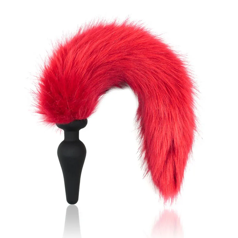 Faux Fur Naughty Fox Tail Passionate Red Silicone Butt Plug Anal Sex Toys for Couple Erotic Products |