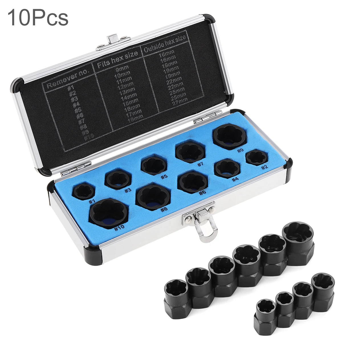 

10pcs/set Low Hat Damaged Bolts Nuts Screws Remover Extractor Removal Tools Set Threading Tool Kit Black Nuts Tool Accessories