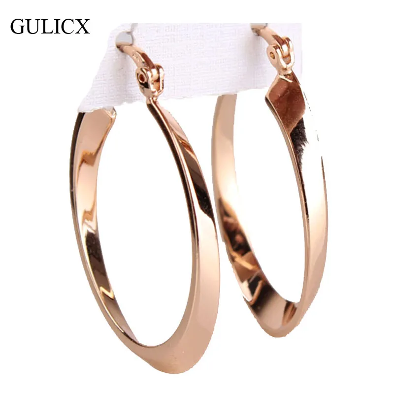 GULICX новое поступление модные круглые женские серьги золотого цвета серьги-кольца высокого качества с большой петлей Свадебные ювелирные изделия E408