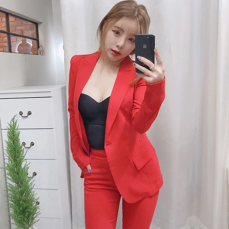 Set female 2019 spring and autumn new fashion casual suit feet pants two sets of temperament wild solid color women's clothes