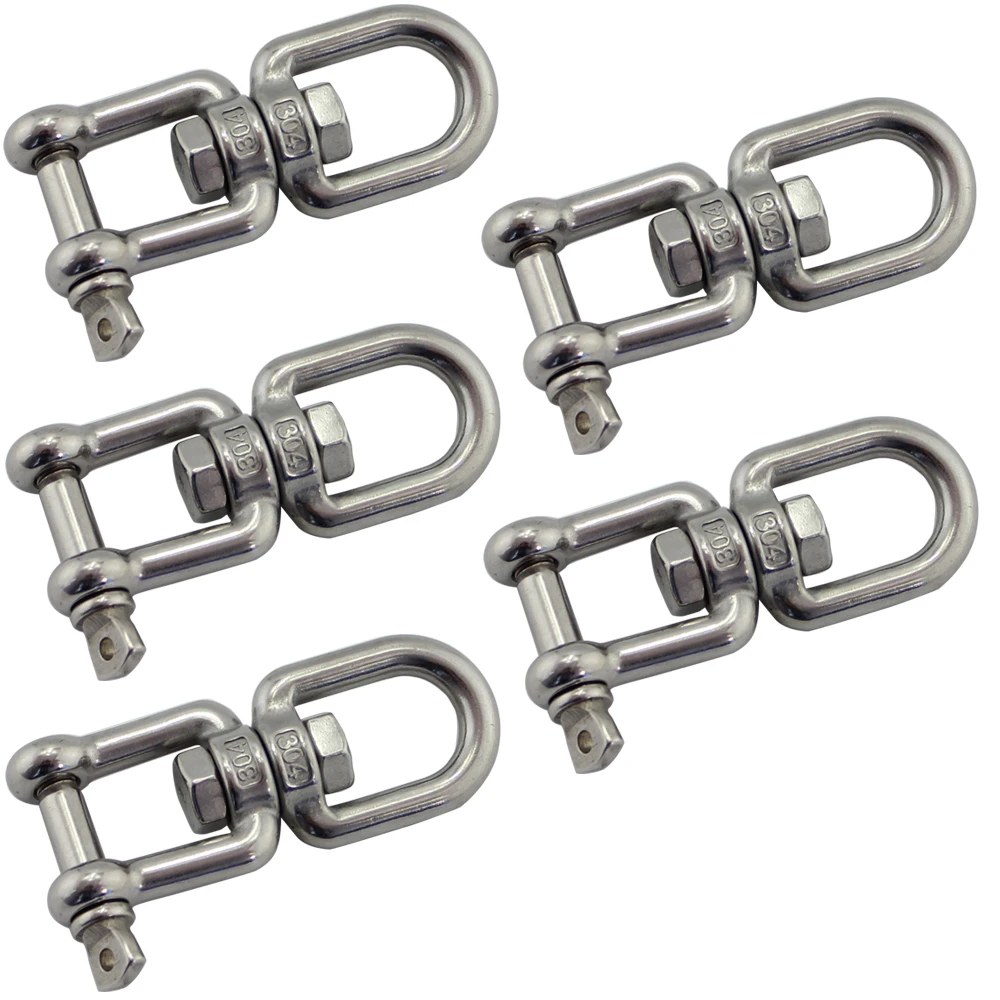 Stainless Steel Marine Eye and Jaw Swivel Marine SS304 Eye-Jaw Type Swivel Anchor Chain Connector 5pcs 8mm heavy duty stainless jaw and jaw swivel marine ss316 jaw jaw type swivel anchor chain connector shackle 10pcs 5mm