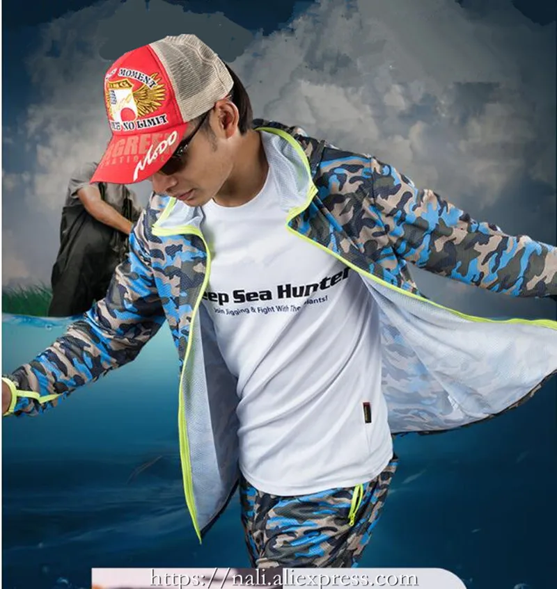 Новинка, летняя камуфляжная уличная дышащая одежда для рыбалки, быстросохнущая, анти-УФ, Анти Москитная, с длинным рукавом, с капюшоном, рубашки для рыбалки