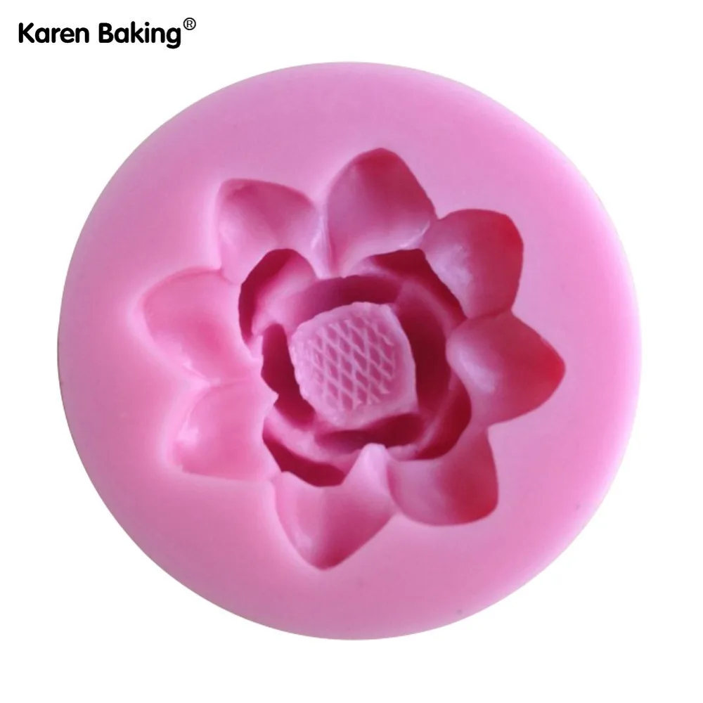 Lotus Shape Chocolate Candy Jello 3D Silicone Mold Cartoon Figre/Cake Tools Soap Sugar Craft Cake Decoration -C082 | Дом и сад