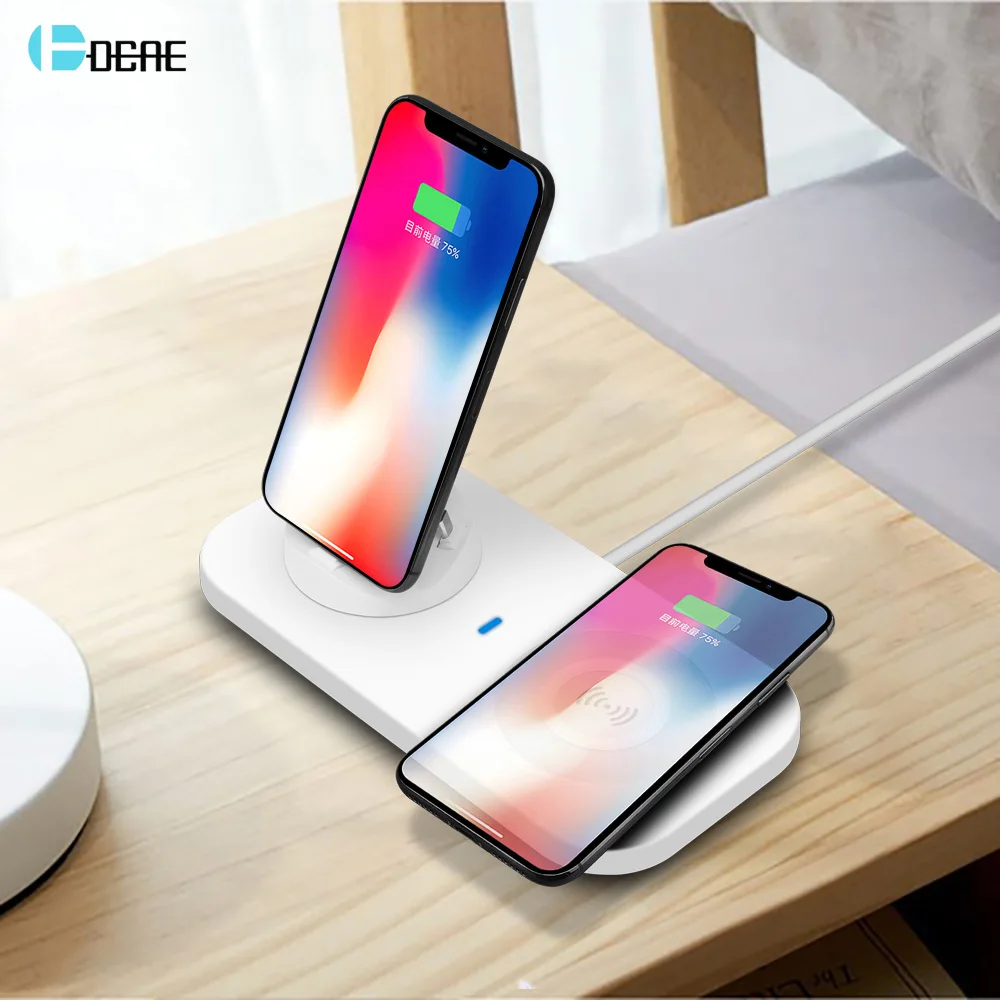 

DCAE 3 in 1 Mobile Phone Holder USB Charger Wireless Charger Dock Stand Fast Charging For iPhone X 8 Samsung S9 S8 Xiaomi Huawei