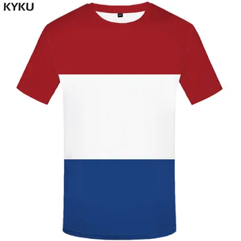 

KYKU Dutch Flag T-shirt Men Netherlands Shirt Print Colorful Tshirts Casual Harajuku T-shirts 3d Gothic Tshirt Printed