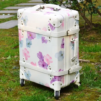 

Vintage suitcase female travel trolley luggage bag luggage universal wheels small fresh korea fashion light flower luggage bag