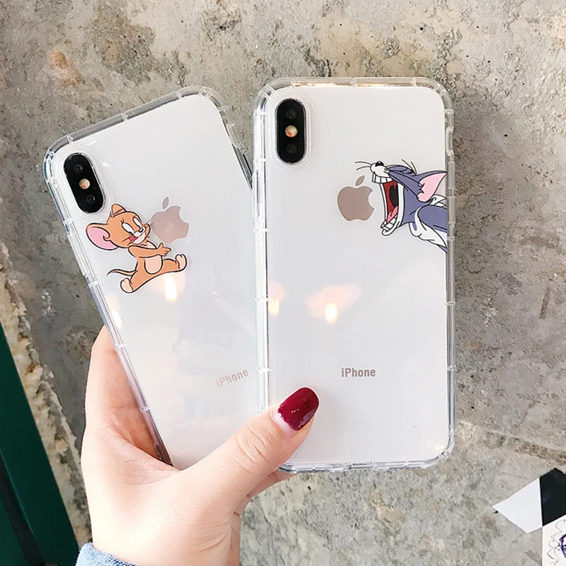 Funny Cartoon Soft Silicone Phone Case for iPhone X XS Max XR Cute Cat Tom Cover for iphone 8 7