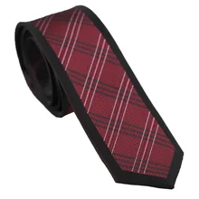 Галстуки coahella темно-красный галстук с черно-белыми пледами черный Окаймленный дизайн шейный платок из микрофибры тощий галстук 6 см