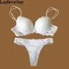 Ludevelop Sexy Thong Lace Push Up Bra Set Lingerie Women Underwear Sets Intimates Embroidery Floral Black White Bra Brief Sets ► Photo 2/6