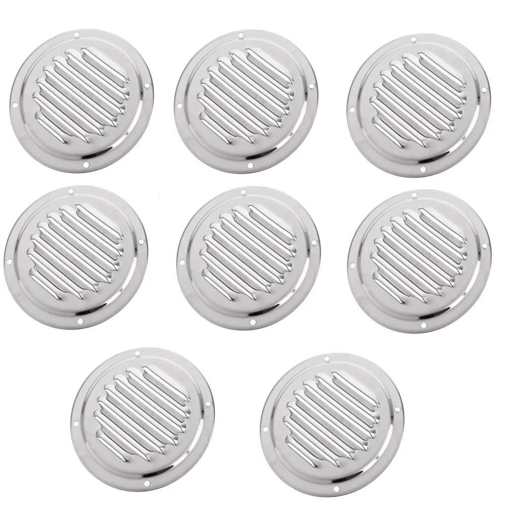 8pcs 316 Grade Stainless Steel Round Louvered Air Vent Fits Marine Boat RV Accessories Silver