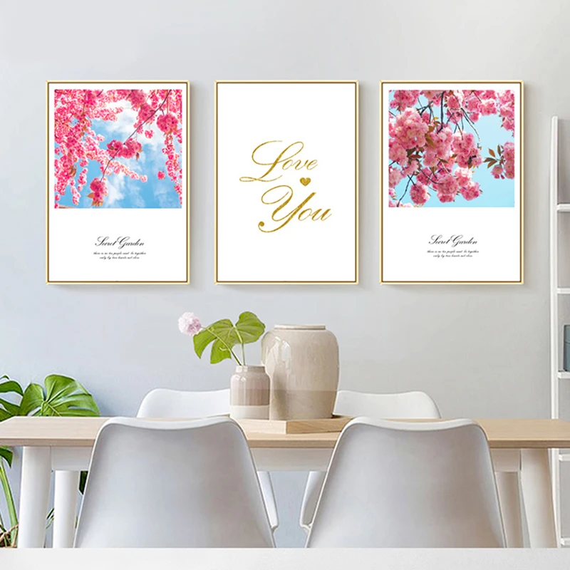Nordic Decoration Cherry blossoms Lanscape Wall Art Canvas Poster and